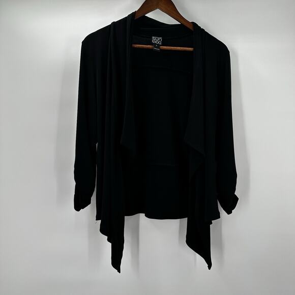 Clara Sun Woo Sweaters - Clara Sun Woo Cardigan Sweater Womens Large Black Open Slinky Office Business